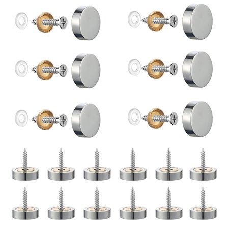 20 stk. Børstet Rustfrit Stål Skruer Med Dekorative Hætter Til Spejle, Borde, Plader, Skabe, Glaspaneler, Sølv 14mm