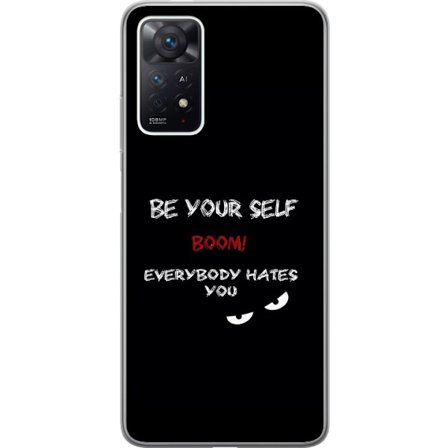 Kompatibelt Mobildeksel til Xiaomi Redmi Note 11 Pro Mørk minimalistisk tekstillustrasjon med ironisk budskap og truende øyne i svart kontrast