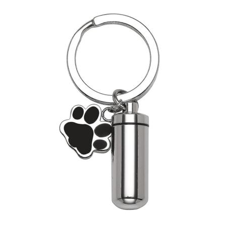 Personlig Tilpasset Rustfrit Stål Hundefod Paw Vedhæng Cylindrisk Halskæde Nøglering 1 stk