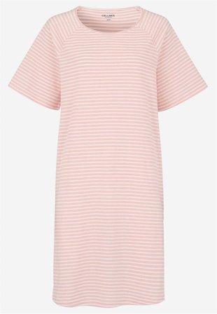 Cellbes of Sweden - Stripete nattkjole i myk bomull i korall/stripete for damer i størrelse 62/64