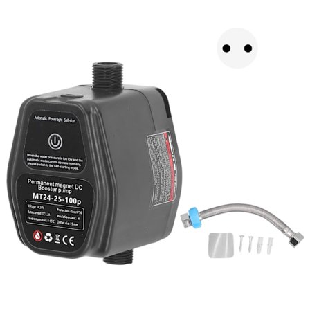 Børsteløs DC Booster Pumpe Motor 100W 24V til Hjemmeslange Irrigation EU Stik 100-240V Sort