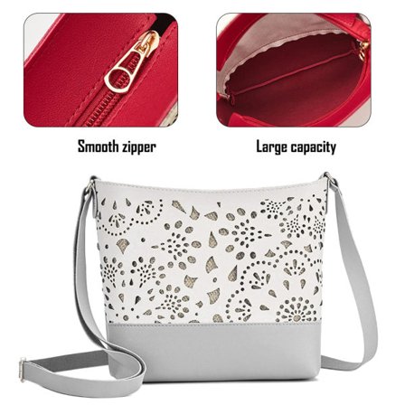 IC Ihålig Messenger Bucket Bag Mode Matchande Kontrastfärg