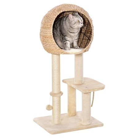 Kissanpuun Raapiminen Kissanpentujen Huonekalut Cat Cave Ball Lelulla Sisal Pehmeä Pehmo Beige Korkeus 100Cm