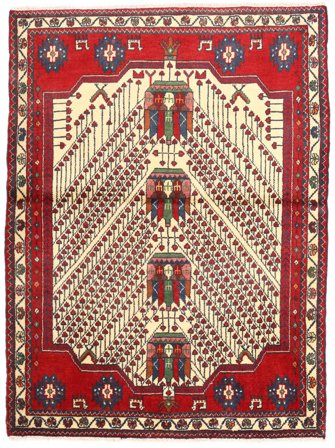 Oriental Rudbar Rug 110X146 Red/Beige Wool, Persia