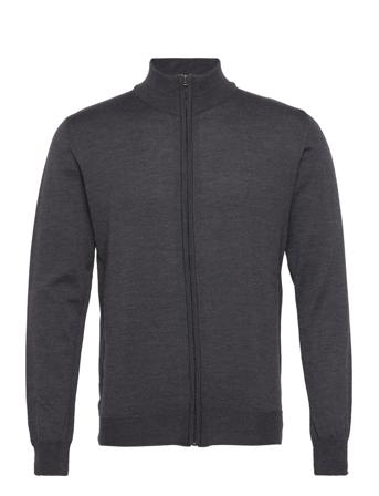 Merino Embroidery - Ingram Knitwear Full Zip Jumpers Grå SAND
