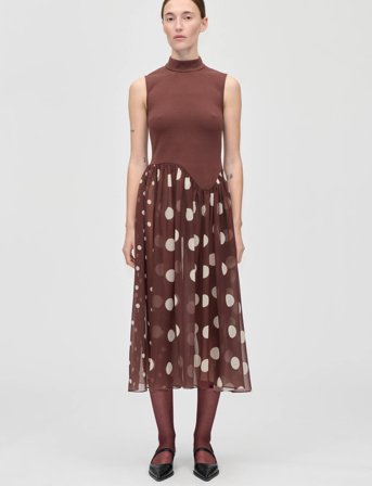 STINE GOYA 2455 Jersey / Georgette Combo, Asym - Brown - M