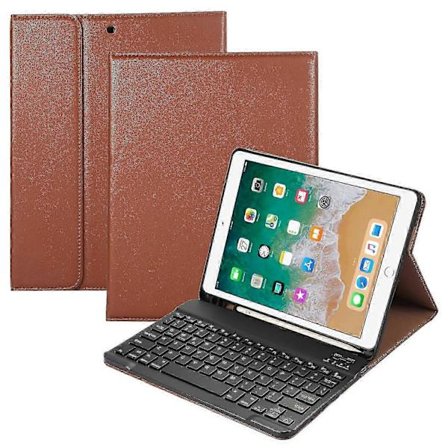 iPad Air (2013)/Air 2/9,7-tuumaiselle (2017)/(2018) Bluetooth-näppäimistöllä varustettu nahkakotelo ja jalusta kynäpaikalla