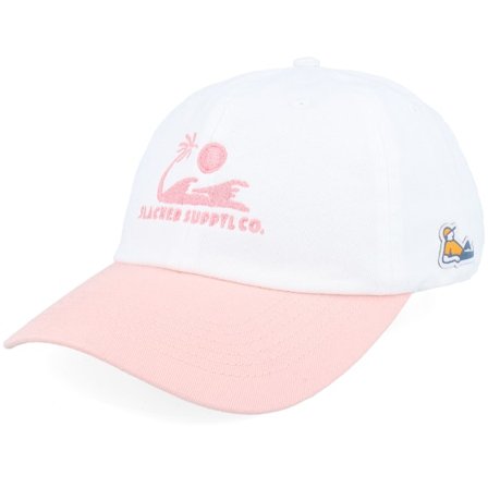 Slacker Supply - Weiss unconstructed Cap - Sunny Waves Logo Washed White/Pink Dat Cap / Unstructured @ Hatstore