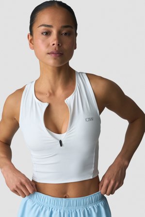 ICANIWILL - Mirage Cropped 1/4 Zip Tank Top Wmn White - Naiset - Treenivaatteet ICIW:ltä