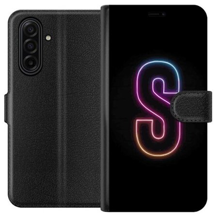 Kompatibelt Lommeboketui til Samsung Samsung Galaxy A17 5G Neonbokstav S i lysende rosa og blå toner mot mørk bakgrunn, stilig bokstavkunst med retr