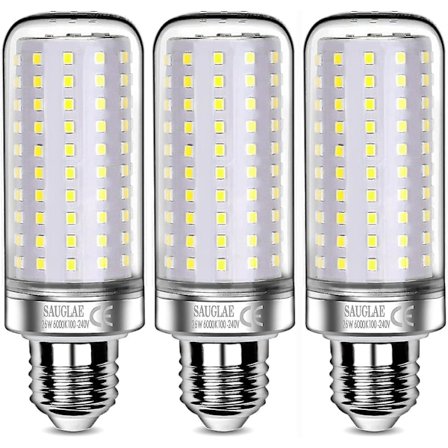 3 stk. 26W LED-pærer, 200W, 6000K Kold Hvid, E27 Skruepærer