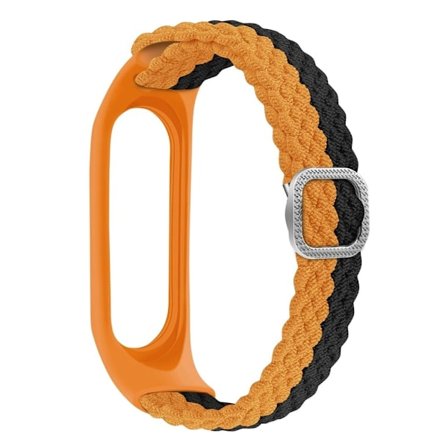 Xiaomi Mi Smart Band 6 / 5 / 4 nylonfärgad kontrast klockarmband - Svart / Orange