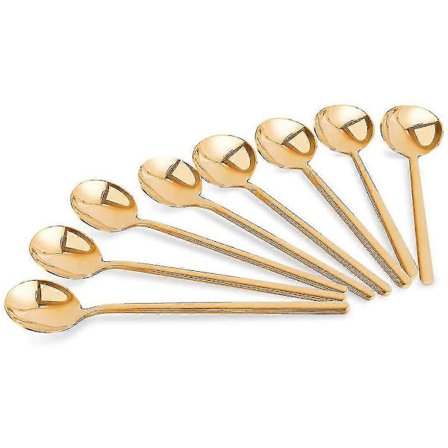 Espressoskedar Set om 8, Guld Kaffeskedar 13 cm i Rostfritt Stål