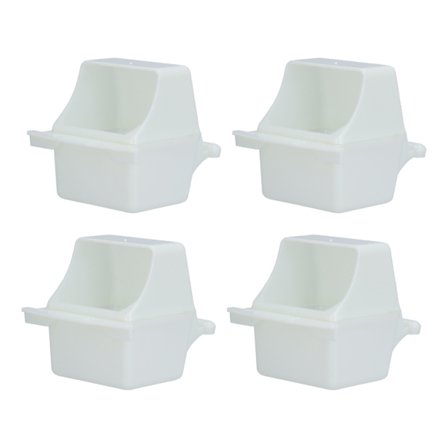 4 Sæt Hvide PP Plastik Hængende Fugle Dispenser Foderautomat Vandskål Kopper