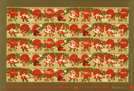 Danmark - Julemærkeark 1982 - Utakket - Ufoldet