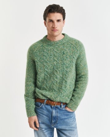 GANT Herren Zopfstrick Rundhalspullover (XXXL) Grün