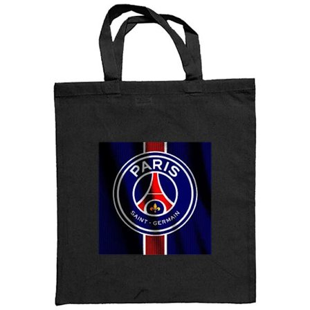 Stofpose Paris Saint-Germain-emblem med Eiffeltårnet i centrum, vertikal stribe i rød og hvid på blå tekstilstruktur