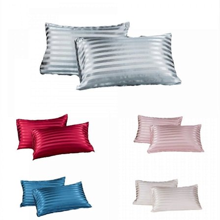 WEKITY---Sidenkudde för hår och hud, rynk- och blekningsbeständig randig kudde, sidenkudde set med 2, sidenkuddfodral med kuvert