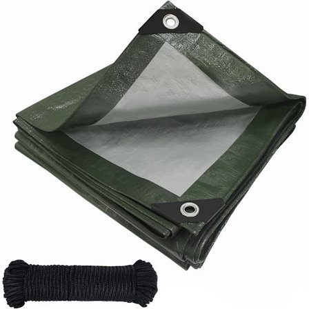 Vandtæt presenning 3 x 4 m m/ graverede ringe - lavet af polyethylenstof - 120 g/m²