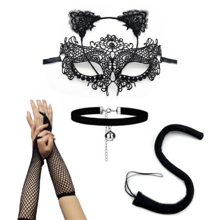 Söt sexig pannband + spets ögonmask, maskeradfest dekoration Set 1