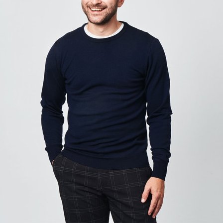 The Shirt Factory Crewneck Merino Sweater Skjortor Herr Blå M