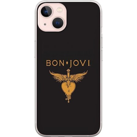 Kompatibelt Mobilskal till Apple Apple iPhone 13 mini Ikonisk musikillustration med bevingat hjärta och dolk i guldtoner på mörk bakgrund, kraftful