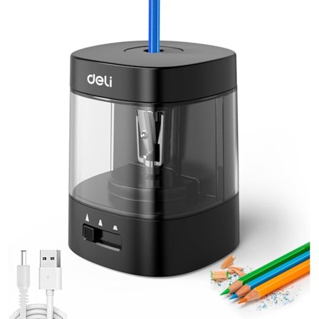 2025 Seneste Model Deli Elektrisk Blyantspidser, Automatisk Blyantspidsere til Nr. 2 Blyanter Farvede Blyanter, USB & Batteridrevet Pen