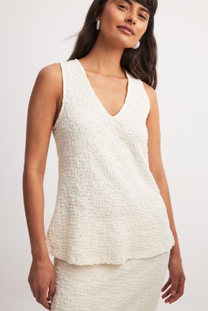 NA-KD Haut structuré sans manches - Tenues d'été - Crème - S