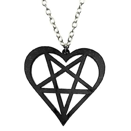 Necklace - Heartagram - Pentagram - HIM - Black