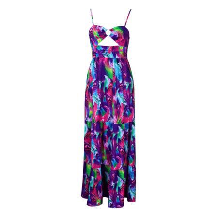 Lång klänning Spaghetti-rem med print Sexig modestil Stor swingklänning Klänning Violet XXL
