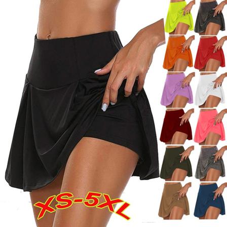 Dubbellagers Kort Kjol Fitness Yoga Sport Antitenniskjol Pink Xxs