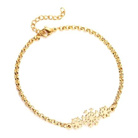 Forgyldt armbånd med snefnug perfekt gave til børn kvinder mænd Gold one size