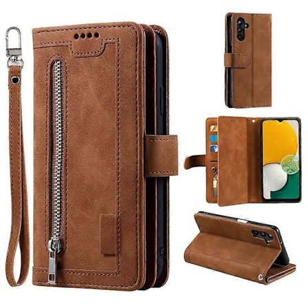 Kompatibel med Samsung Galaxy A16 5G / A16 4G Etui PU Læder Telefon Cover med Lynlås Pung 9 Kortlommer