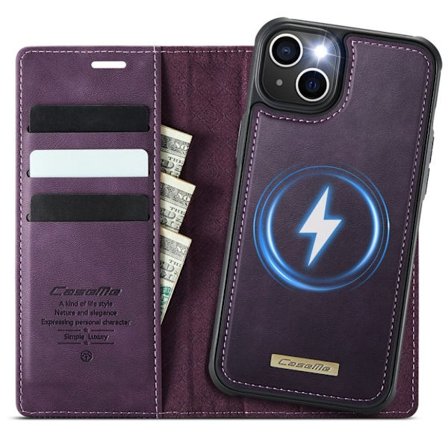 CASEME iPhone 15 Wallet Cover MagSafe RFID Blocking Removable - Purple