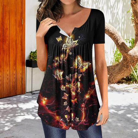 Kortärmad T-shirt För Kvinnor Med V-ringad Toppar