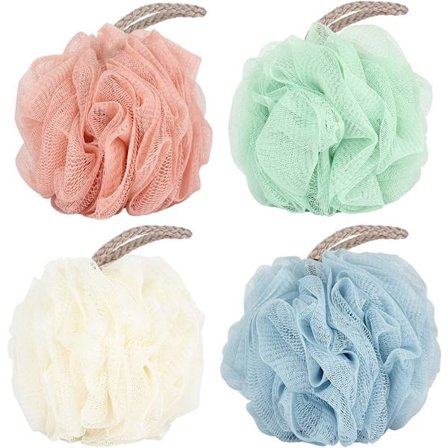 Loofah Brusebadssvamp 50g Mesh Boldsvamp 4 Faste Farver til Badning Mænd Kvinder - 4 Pakker Loofah Rengøringssvamp Bad