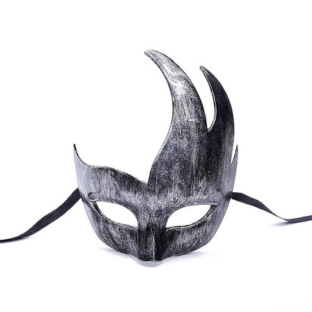 Maskeradmask Retro Venetiansk Rutig Musikfest Karnevalsmask (Antik Silver Svart)