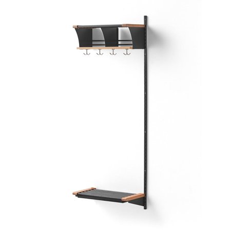 Garderobe JEPPE, påbyggseksjon, 2 rom, H1790 B600 D300 mm, mørk grå/eik