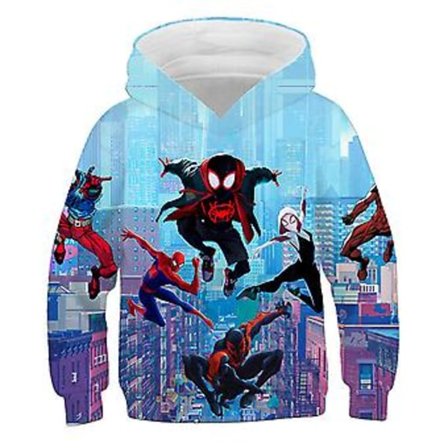 5-10 år Pojkar Spiderman 3D-tryckt Hoodie Långärmad Huvtröja Pullover Jumper Toppar Presenter (7-8 år A)
