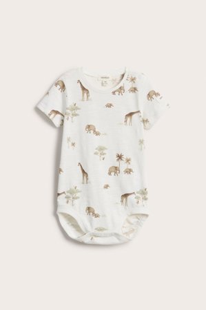 Newbie | Djurmönstrad body | Offwhite