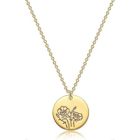 Fødselsdagsblomst halskæde, specialudskåret blomster vedhæng halskæde, håndlavet stempel blomster disk halskæde, personlig