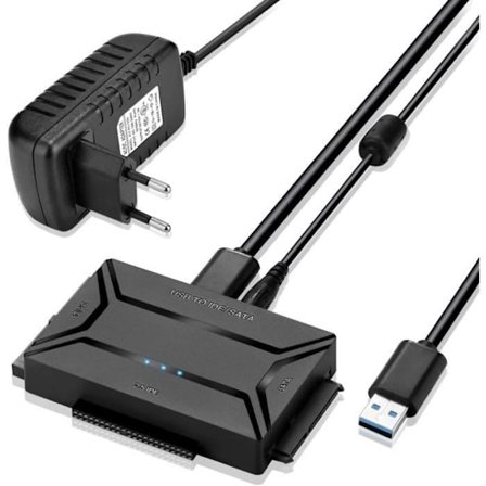 USB 3.0 - IDE SATA -sovitin - ZGEER - 2.5" 3.5" HDD SSD -levyille - Musta