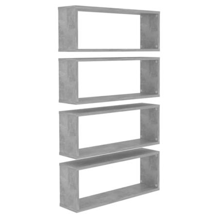 Vidaxl Vägghylla Kubformad 4 St Betonggrå 60x15x23 Cm Spånskiva Grå