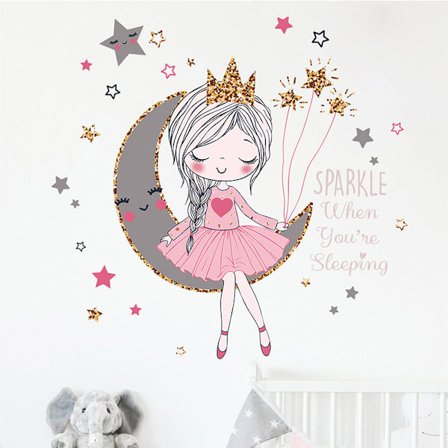 Princess on the moon wallsticker Girls room decor beautiful Ca
