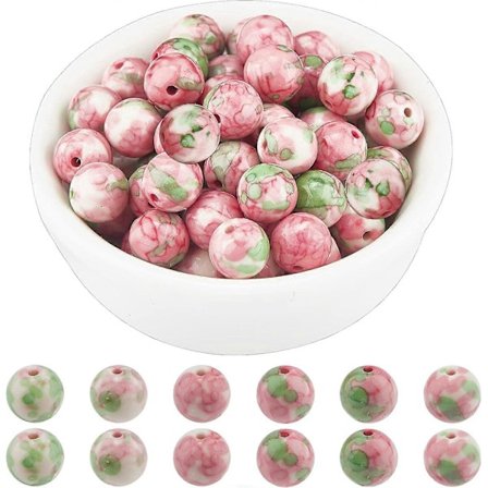 Omtrent 100 stk. steinperler 8mm Syntetisk Hav Hvit Jade Runde Perler Edelsten Løse Perler for Armbånd Halskjede Smykkefremstilling (Hull: 0,8mm)