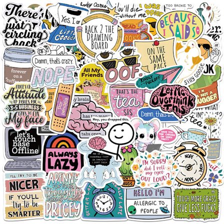 50 Vandflaske- og Laptopklistermærker - Festgaver og Dekorationer, Vandtætte Vinylklistermærker -