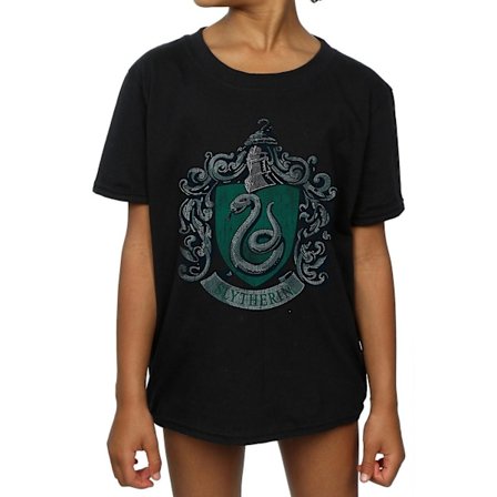 Harry Potter T-shirt i bomull för flickor, Slytherin, 7-8 år, sportgrå