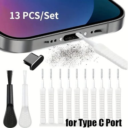 Dammskydd och rengöringskit för USB-C-port för iPhone 16 15 14 Pro Max, tangentbordsborste [YDE]