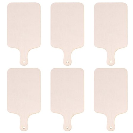 6 Stykker Jule Mini Træskærebræt med Håndtag Ubehandlet Træ Paddle Rektangel Skærebræt B
