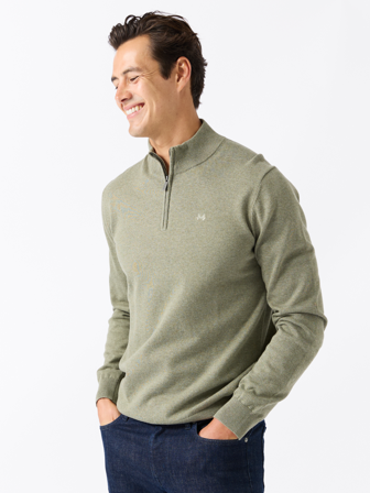 MATCH - Gerard zipneck - Jean Paul - Str. M - Herre - Gensere & Cardigans - Grønn - 100% bomull - økologisk